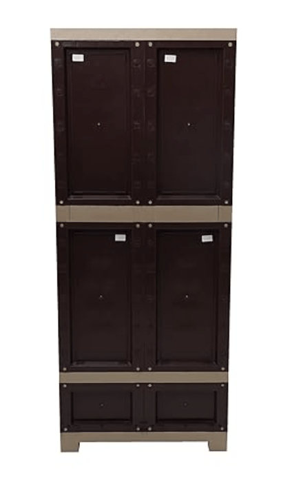 Supreme Fusion-02 BDR 1 Almirah Center Drawer Storage Cupboard - Brown & Beige - Image 2